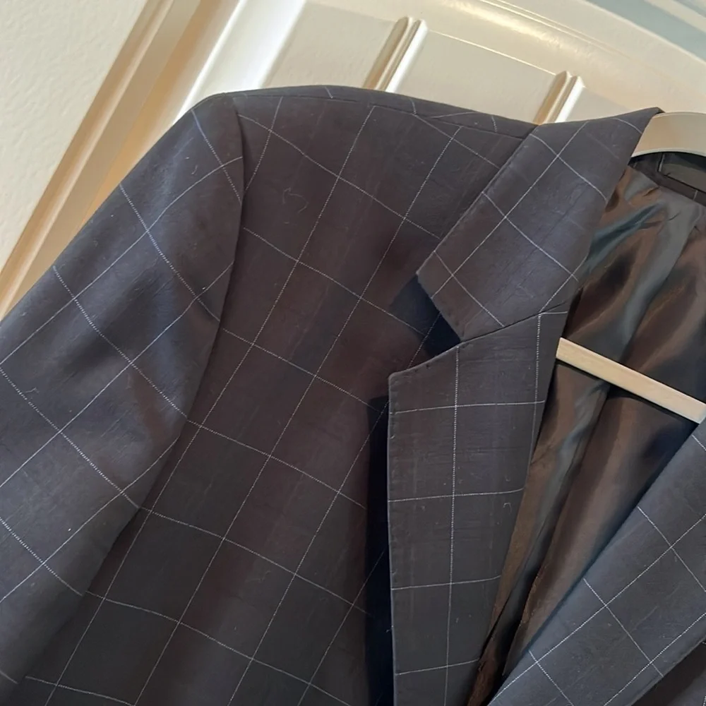 CERUTTI 1881 Italian suit jacket dark gray/ black blue windowpane tag Italian 52